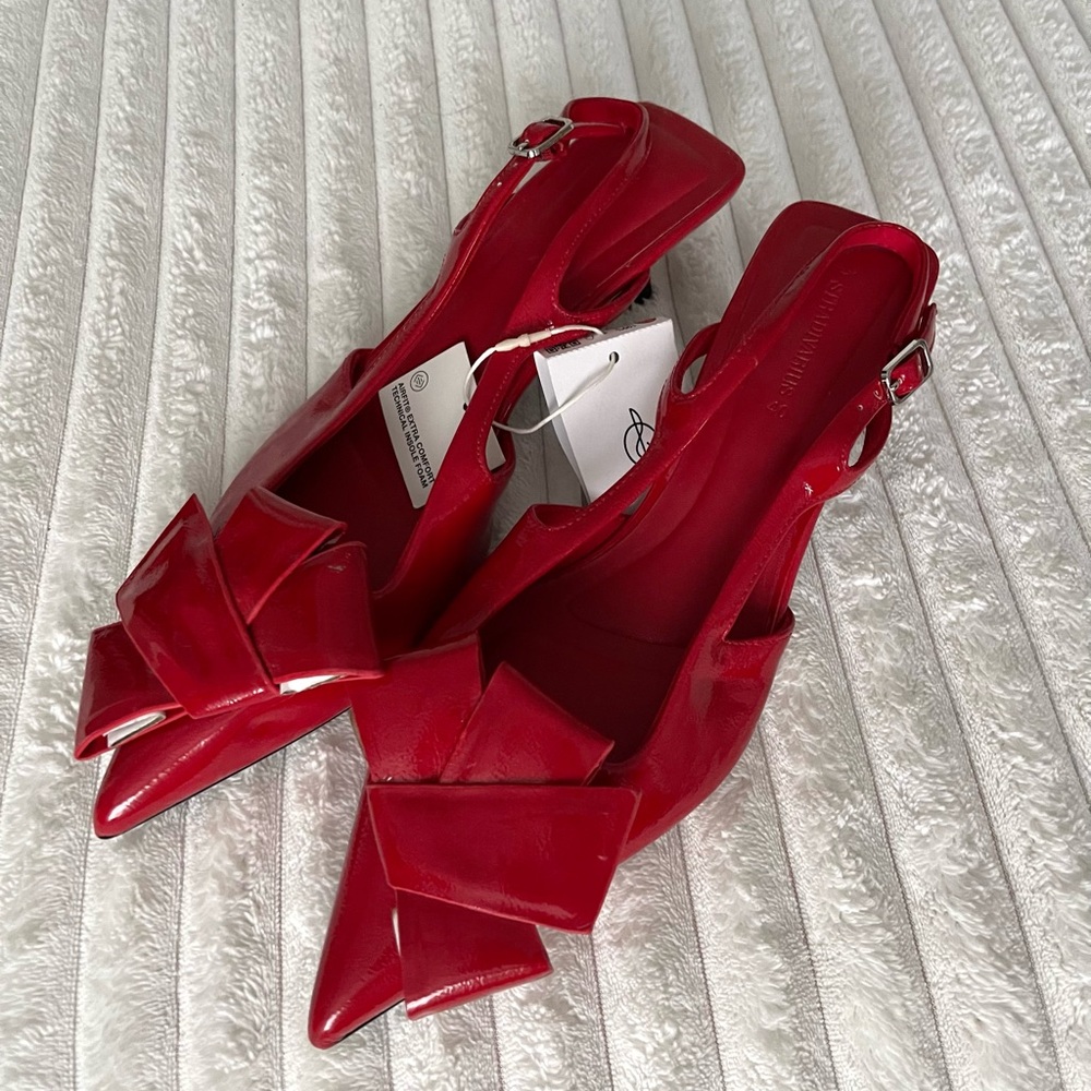 Stradivarius Slingback heels with fold detail in red - Picture 4 of 7